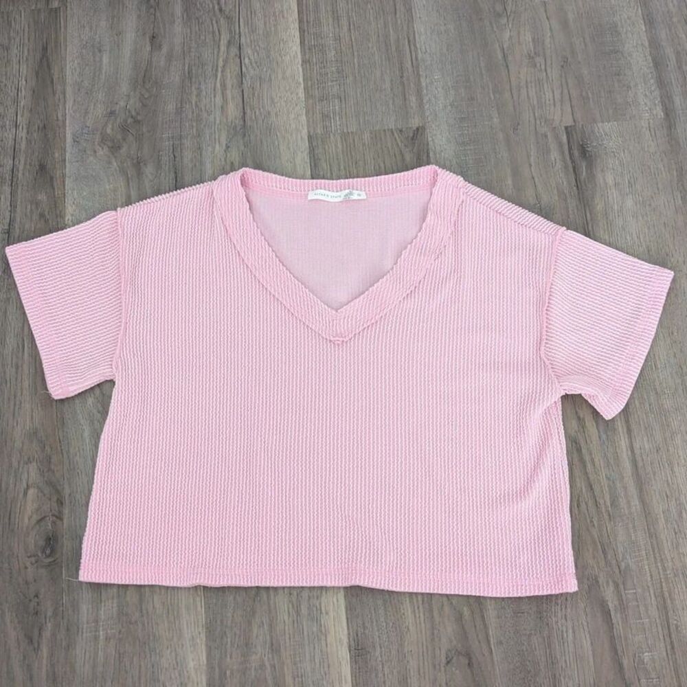 Altard State Ada Ribbed Boxy Tee V Neck Urban Relaxed XS